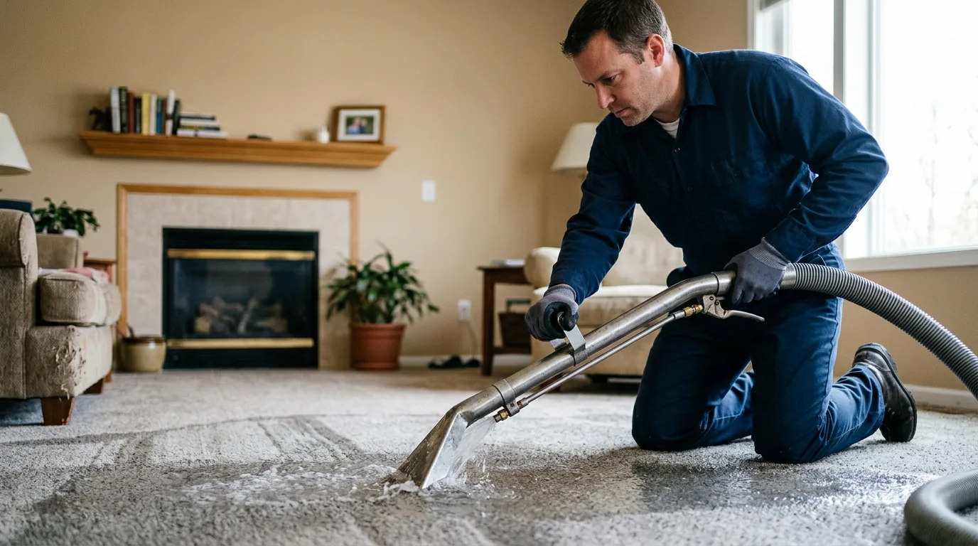 Water damage restoration technician working near Winnebago, MN